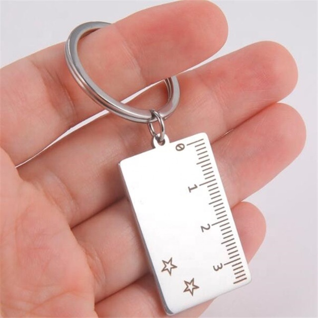 Yiwu Aceon Stainless Steel Portable Tool Key Rings Jewelry Gift Wholesale Laser Engrave Measuring  Ruler Keychain