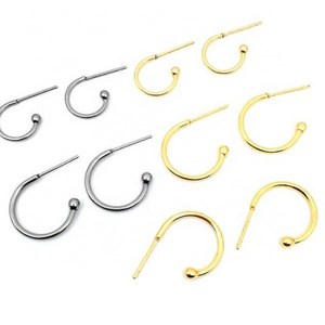 Yiwu Aceon Jewelry Stainless Steel Half Circle End Bead 1.5MM Wire Open Hoop Earring Stud For Charm Basis Earring Hook