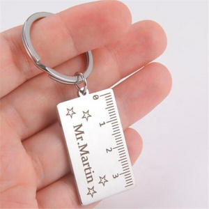 Yiwu Aceon Stainless Steel Portable Tool Key Rings Jewelry Gift Wholesale Laser Engrave Measuring  Ruler Keychain