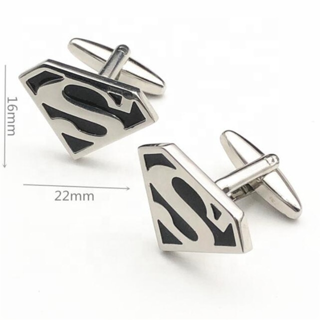 Yiwu Aceon Stainless Steel Unique Shape Logo Cut Out Triangle Famous Brand Dad Gift Embossed Black Enamel Hero Dad Cuff link