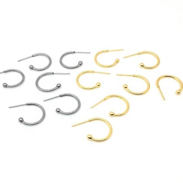 Yiwu Aceon Jewelry Stainless Steel Half Circle End Bead 1.5MM Wire Open Hoop Earring Stud For Charm Basis Earring Hook