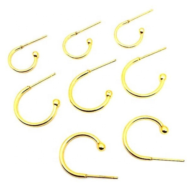 Yiwu Aceon Jewelry Stainless Steel Half Circle End Bead 1.5MM Wire Open Hoop Earring Stud For Charm Basis Earring Hook