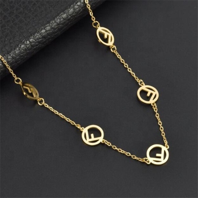 Yiwu Aceon Velle Stainless Steel Fashion Show Long Sweater Dress Decoration Multi Logo Charm Link Initial F Coin Necklace