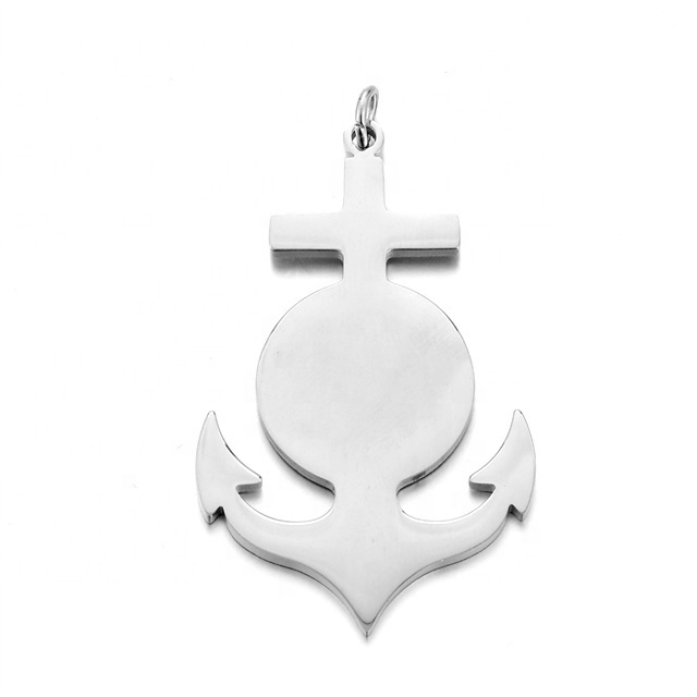 Yiwu Aceon Stainless Steel Fashion Unique Original Designer Blank Jewelry Blank Stamping DIY Engrave Cross Anchor Disc Pendant