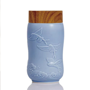 Acera Liven Joy of Fish Travel Mug ( Single Wall ) Crafted with Beautiful Minimalist Designs Hand Painted