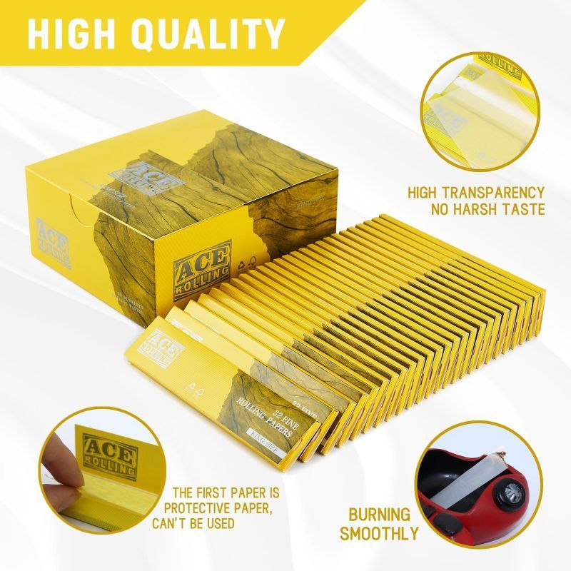 Wholesale Slow Burning 100% Natural Arabic Gum Unblenched  Wood Pulp Brown Rolling Paper Kingsize  Smoking Rolling Paper