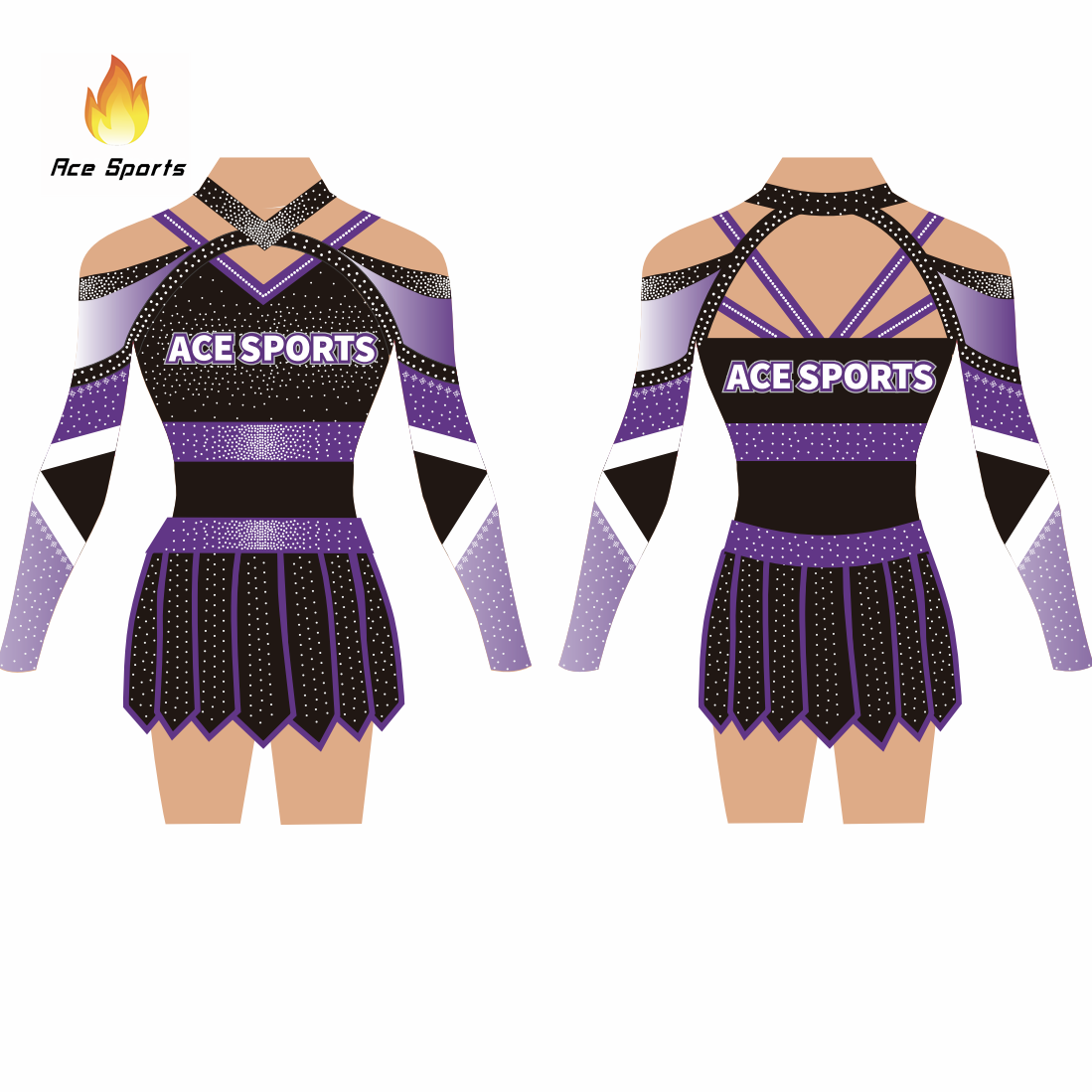 Ace Sports Neon color yellow Neon Green Dance warmups crop top youth cheer outfits girls cheer sets purple cheer leader uniform