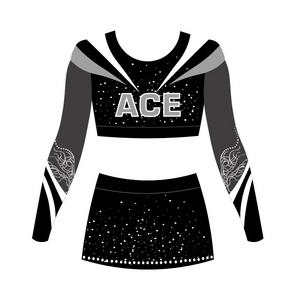 all star Long Sleeve custom Cheerleading Uniforms with rhinestones  cheer dance costume sublimated cheerleading uniforms