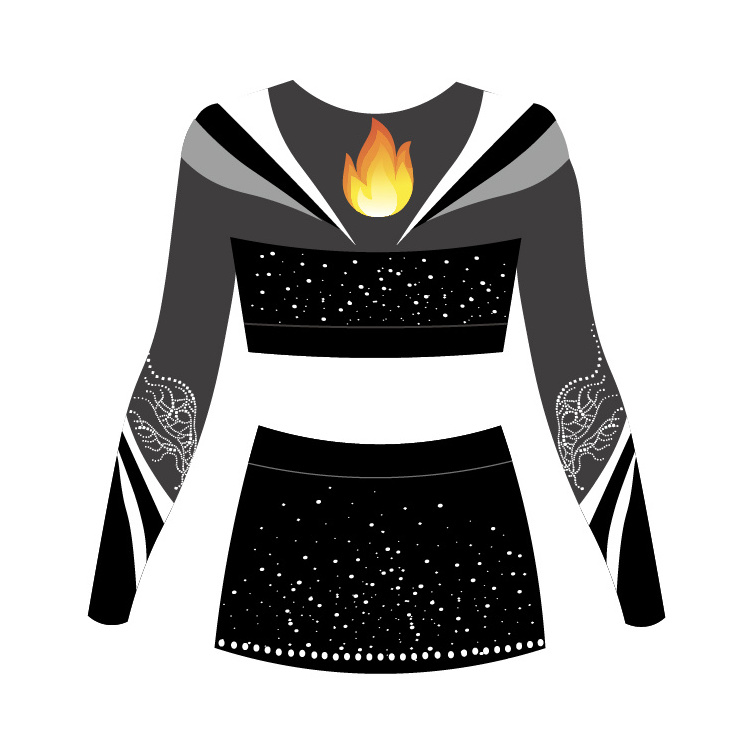 all star Long Sleeve custom Cheerleading Uniforms with rhinestones  cheer dance costume sublimated cheerleading uniforms