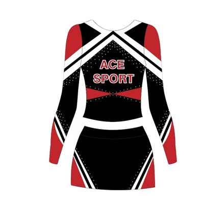 Ace Sports Custom American Competition Black And Red Long Sleeve Cheer Uniforms Youth Cheerleading Uniforms