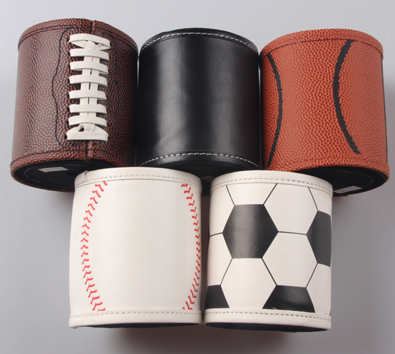 Football baseball basketball leather beer can  sleeve fits for 12 oz beer can