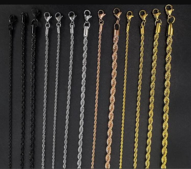 Wholesale Custom 2mm 3mm 4mm 5mm Stainless Steel Plated Gold Rope Chain