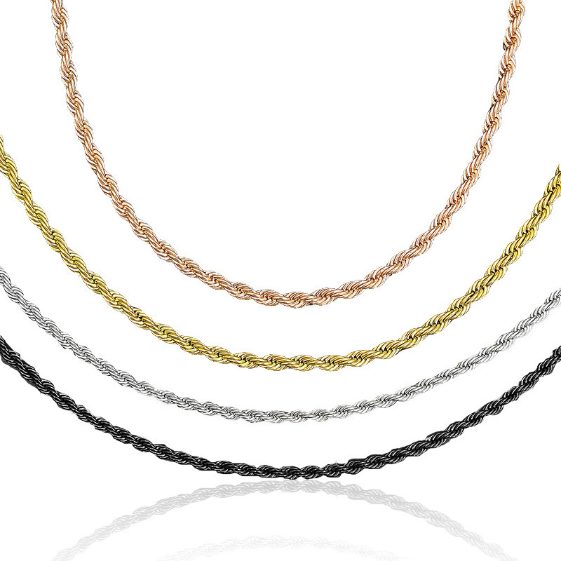 Wholesale Custom 2mm 3mm 4mm 5mm Stainless Steel Plated Gold Rope Chain