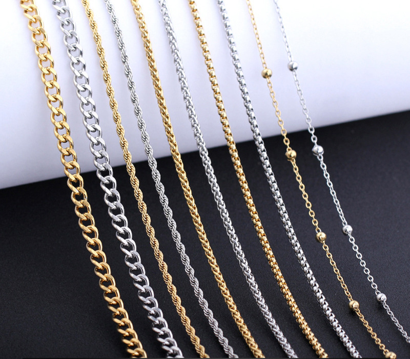 Stainless steel  jewellery chains curb figaro bead ball chain round box rope stainless steel chain