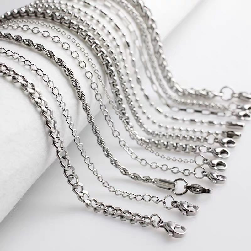 Stainless steel  jewellery chains curb figaro bead ball chain round box rope stainless steel chain