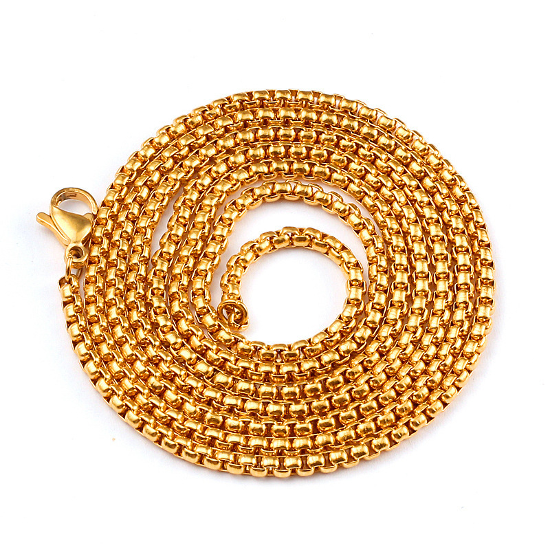 Wholesale 2mm 3mm Gold Plated Men Women Bulk Chain Necklace Stainless Steel Round Box Chains Link for Jewelry Making