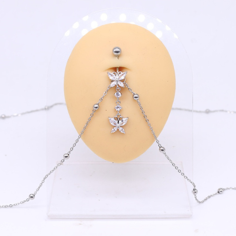 Stainless Steel Tarnish Free Waterproof African body chain jewelry Butterfly Sexy Belly Waist Chain stainless steel Body Chain