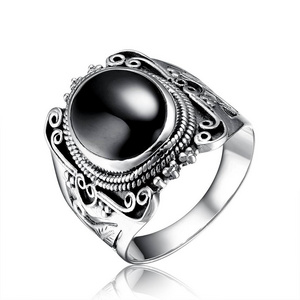 Men's Ottoman Jewelry Designs 925 Sterling Silver Rings Big Agate Stone Ring For Men