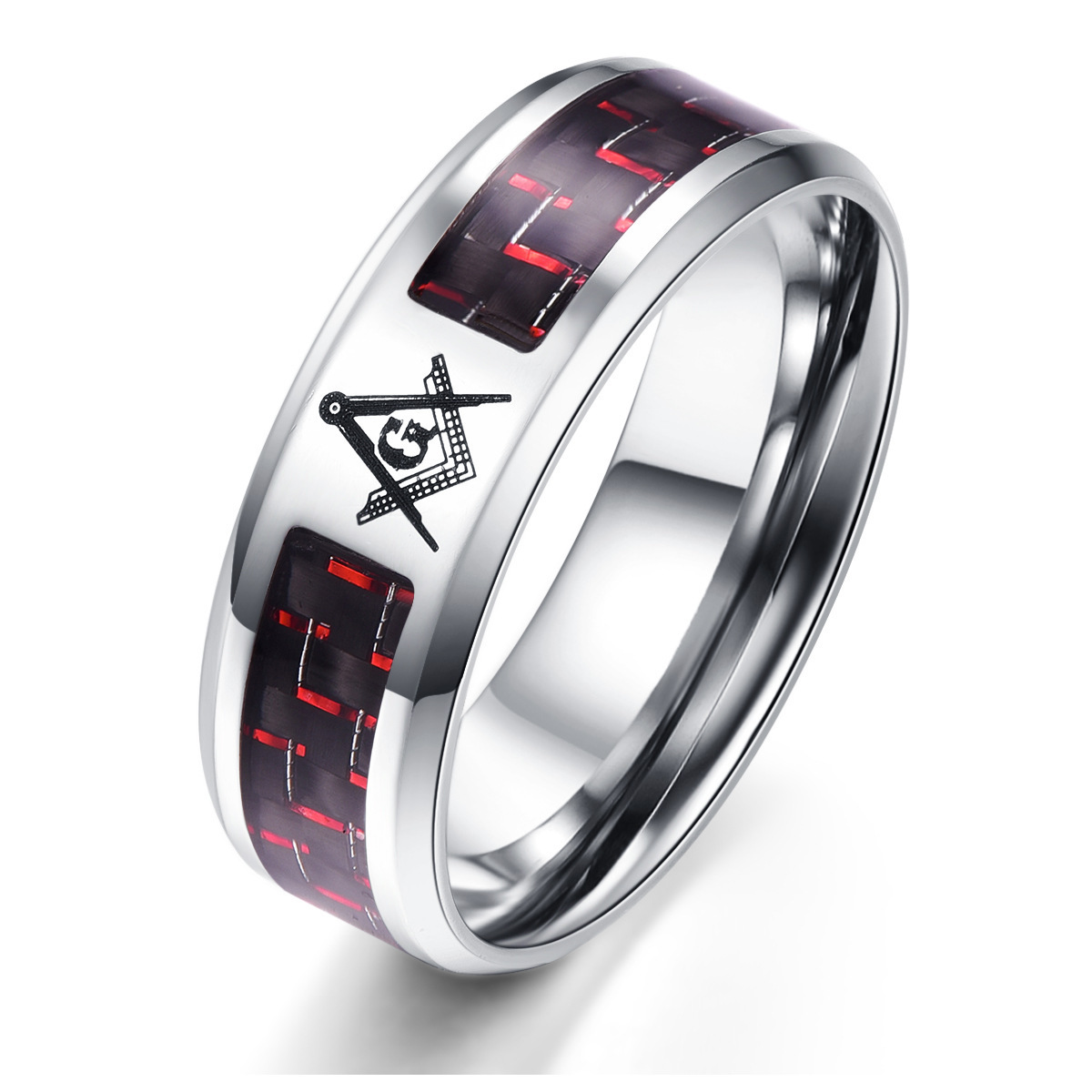 Fashion 8mm Black Tungsten Carbide Rings Green Blue Red Carbon Fibre Ring For Man Stainless Steel Band Rings