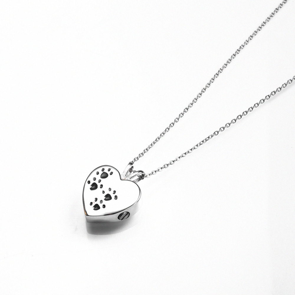 Pet Ash Memorial Stainless Steel Pet Paw Pet Cremation Jewelry  Memorial Ashes Keepsake Urn Necklace