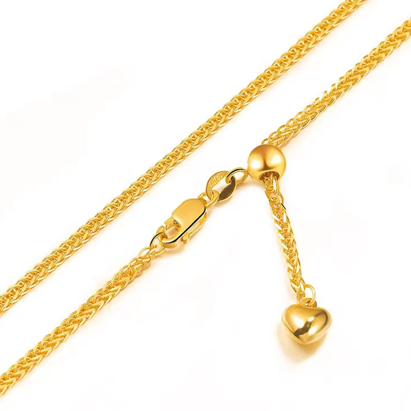 BAROLI Wholesale adjustable custom jewelry 18k solid gold chopin chain  necklace for women girls