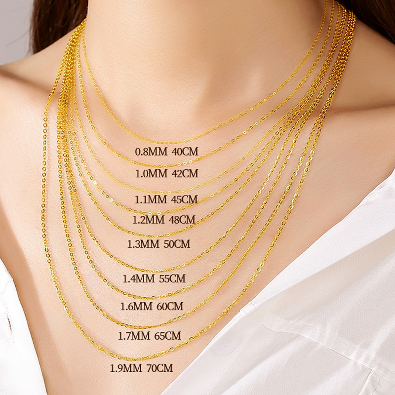 BAROLI  hot sale adjustable custom jewelry 18k solid gold shiny cable chain  necklace for women girls