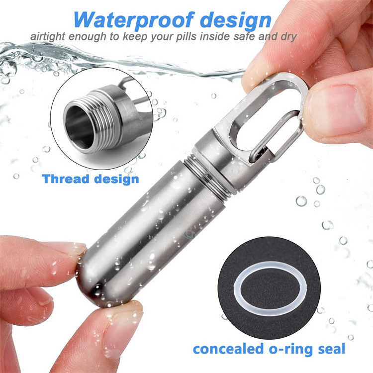 Mini Pocket Stainless Steel Pill Box Waterproof Travel Pill Tube For Outdoor Camping