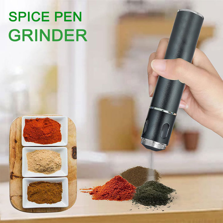 Spice Grinder Black USB Electric Pen Grinder Metal Dry Flower Tobacco Herb Grinder