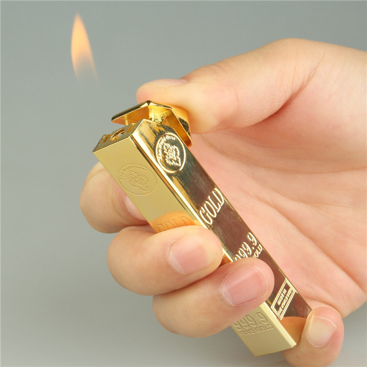 Portable BBQ Cigar Cigarette Gas Lighter Gold bar lighter For Cigar