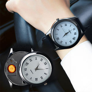 Electronic USB Rechargeable OEM Lighter Watch Smart Watch Lighter Cigarette For Men Wristwatch Gift