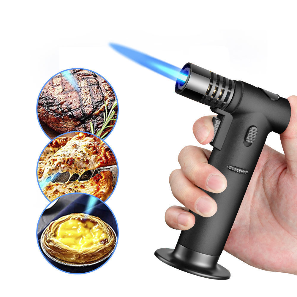 Windproof 7 Style Cigar Torch With Punch Flame Butane Gas Refillable Jet Lighter With Safety Lock