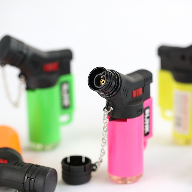 Wholesale BY007-1 Small Spray Plastic Windproof  Lockable Cigarette Lighter Gas Unique Design Jet Gas Torch Lighter