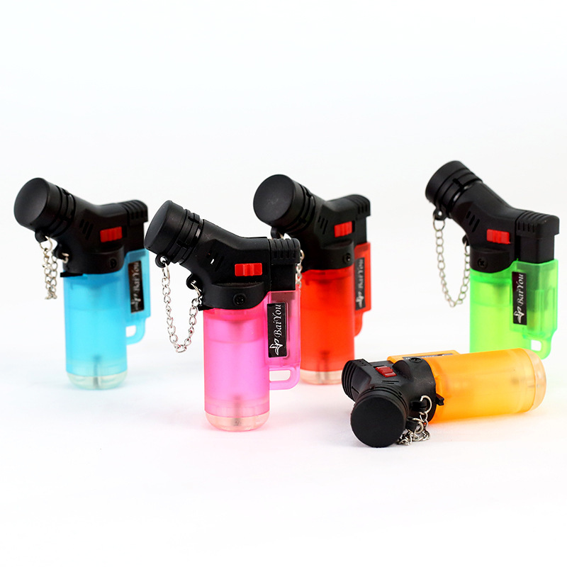 Wholesale BY007-1 Small Spray Plastic Windproof  Lockable Cigarette Lighter Gas Unique Design Jet Gas Torch Lighter