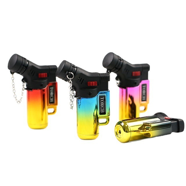 Wholesale BY007-1 Small Spray Plastic Windproof  Lockable Cigarette Lighter Gas Unique Design Jet Gas Torch Lighter