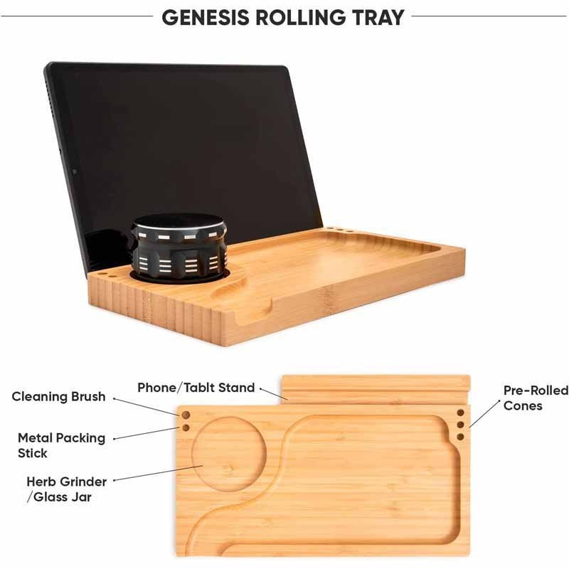 Factory Custom Combo Kit Bamboo Storage Boxes Classic Stash Box With Glass Jar & grinder