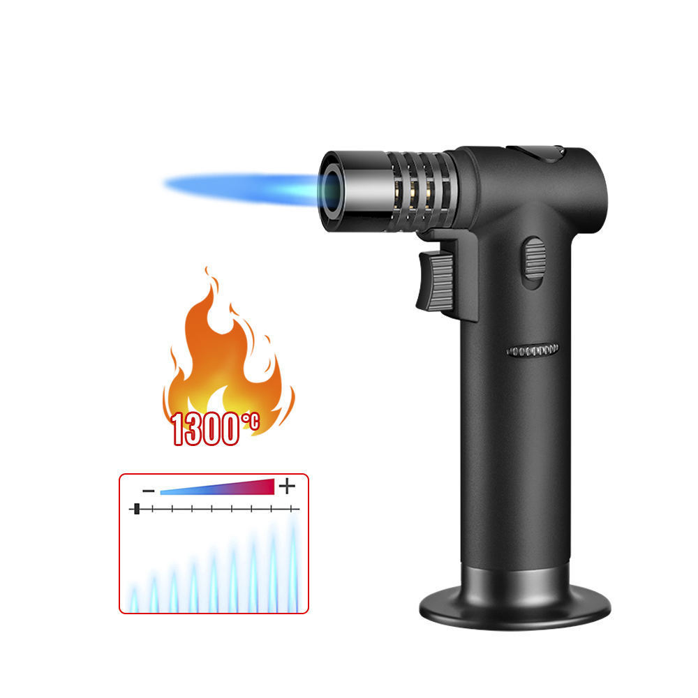 Windproof 7 Style Cigar Torch With Punch Flame Butane Gas Refillable Jet Lighter With Safety Lock