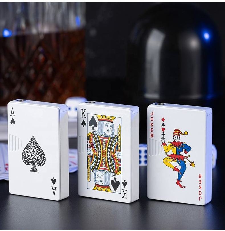 Green Flame Ace Card Poker Lighter Metal Windproof Cigarette Lighter Playing Card Lighters