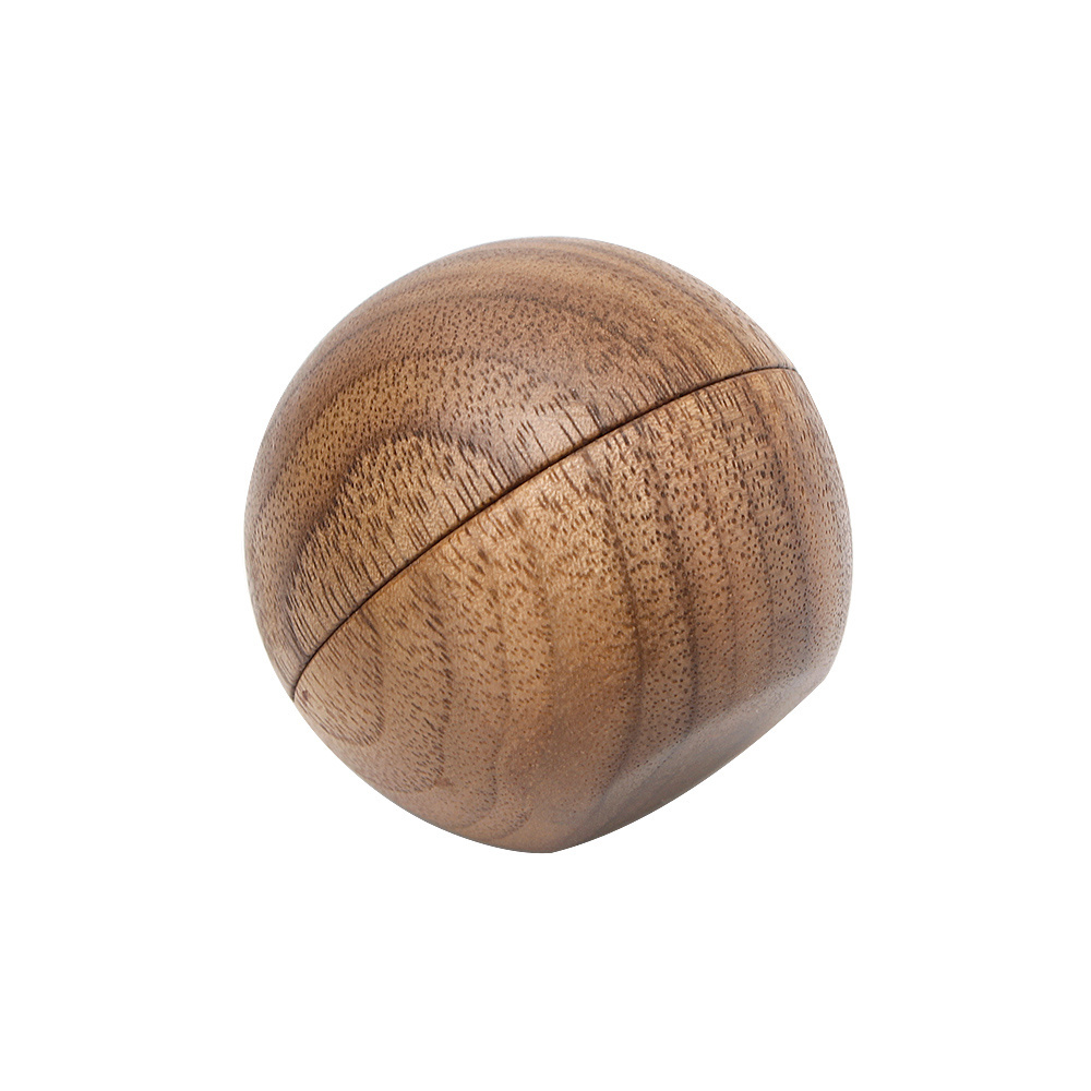 Round 2 Layers Sphericity Wood Tobacco Grinder Black Walnut Ball Wooden Herb Grinder