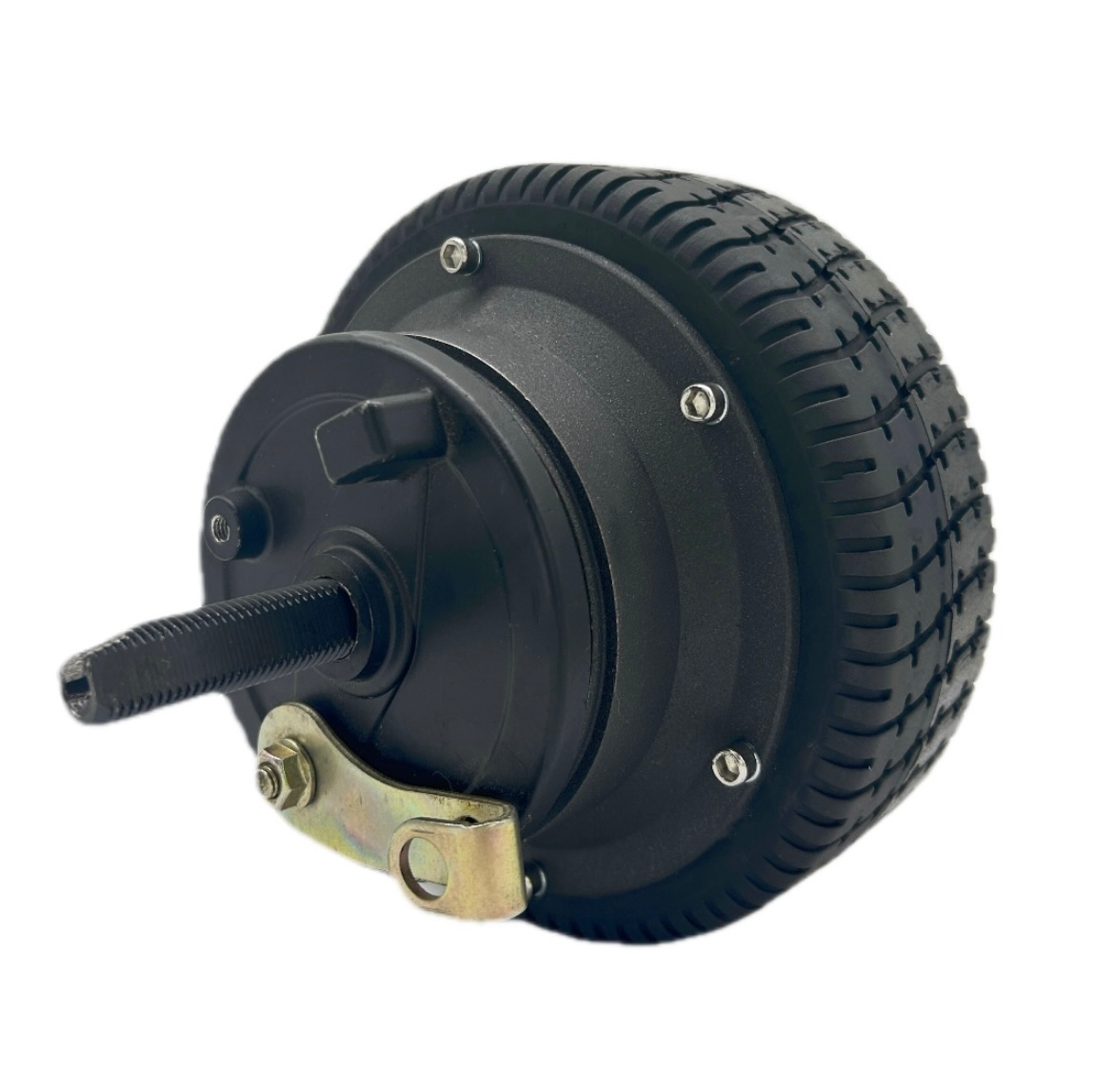 Chinese Factory Low Speed brushless dc 6 inch 24V Geared Hub Motor Double Axle with drum brake and black cover