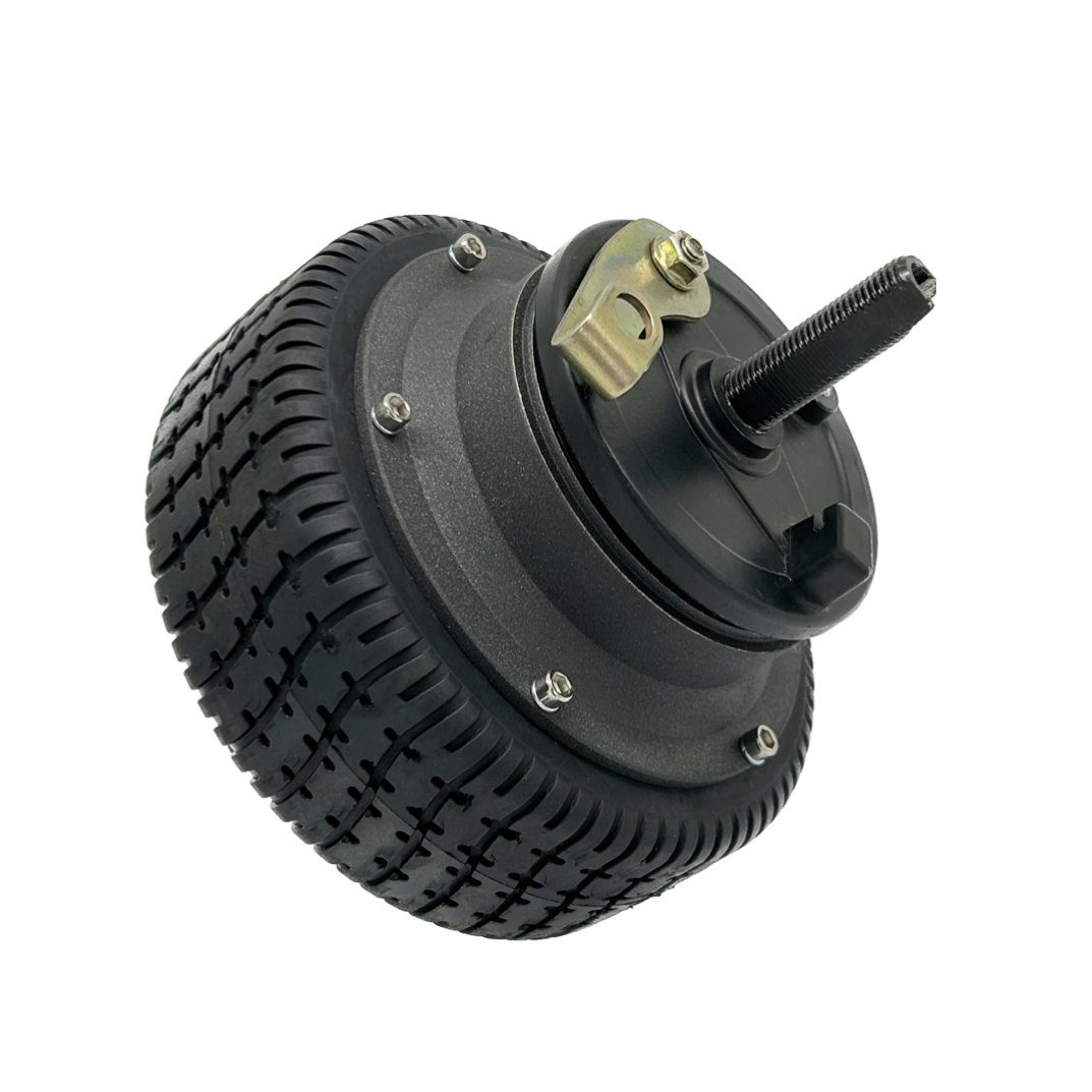 Chinese Factory Low Speed brushless dc 6 inch 24V Geared Hub Motor Double Axle with drum brake and black cover