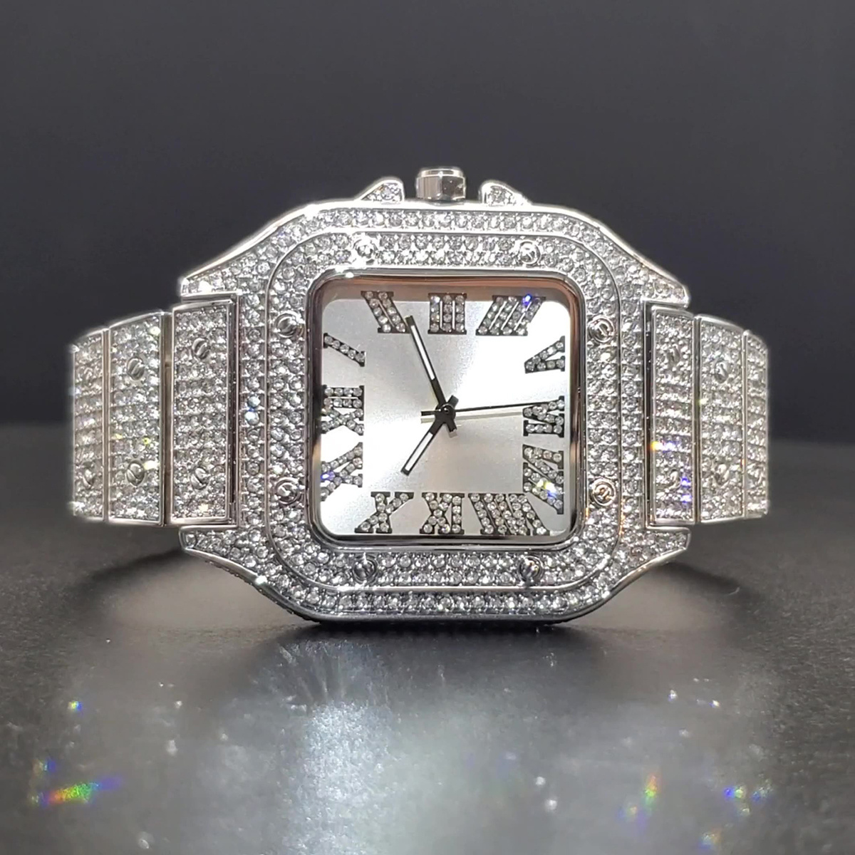 Custom Hip Hop Luxury Iced Out Bling Cz Square watches Japanese Movement Fashion Stainless Steel men Diamond Quartz Watch