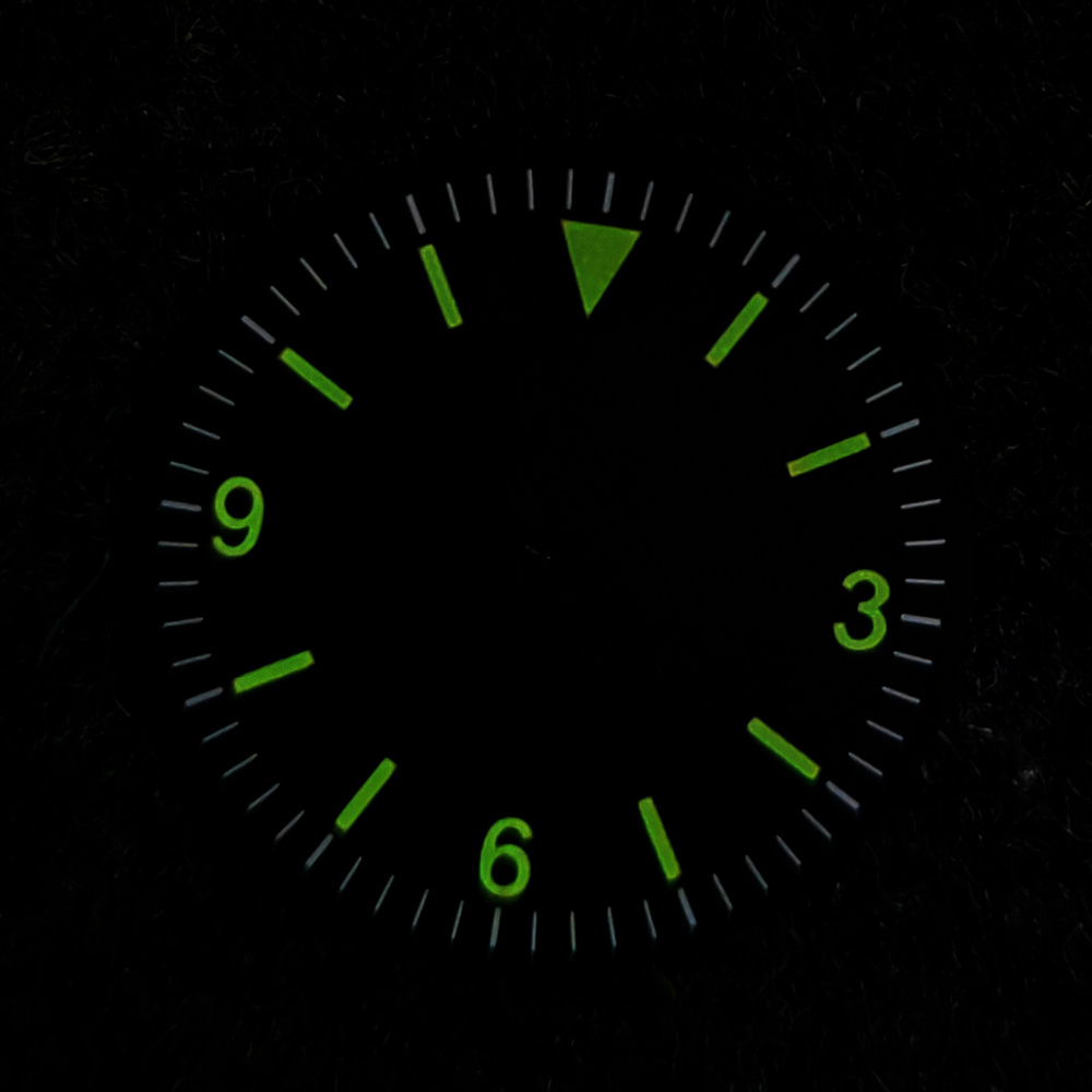 Low moq custom watch dial plate 2836 NH35 NH36 8200 821A 8205 2813 movement 369 Retro numbers 28.5mm green luminous watch dial