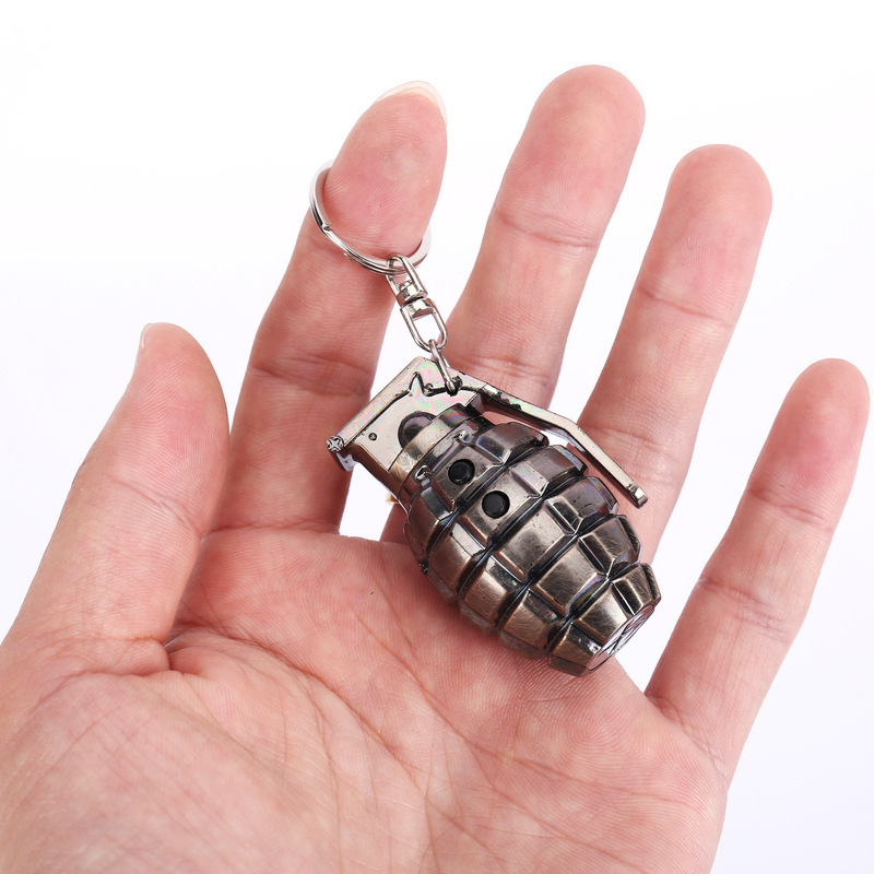 Grenade laser keychain infrared LED lighting mini flashlight hanging grenade toy wholesale flashlight keychain