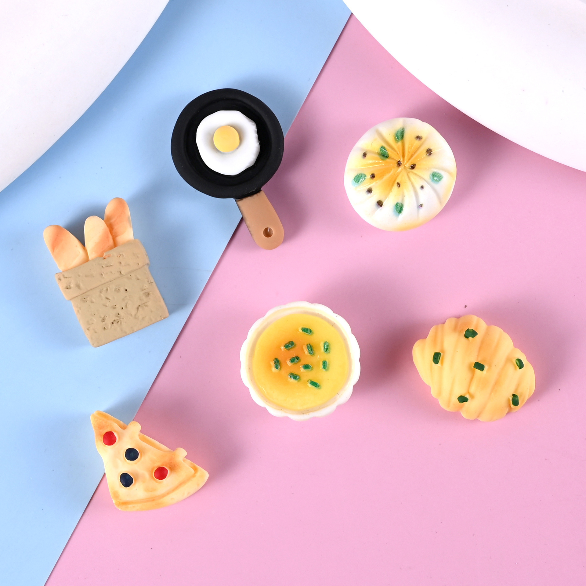 miniature food play breakfast buns omelette cream glue material small handmade diy accessories beads plastic resin charms