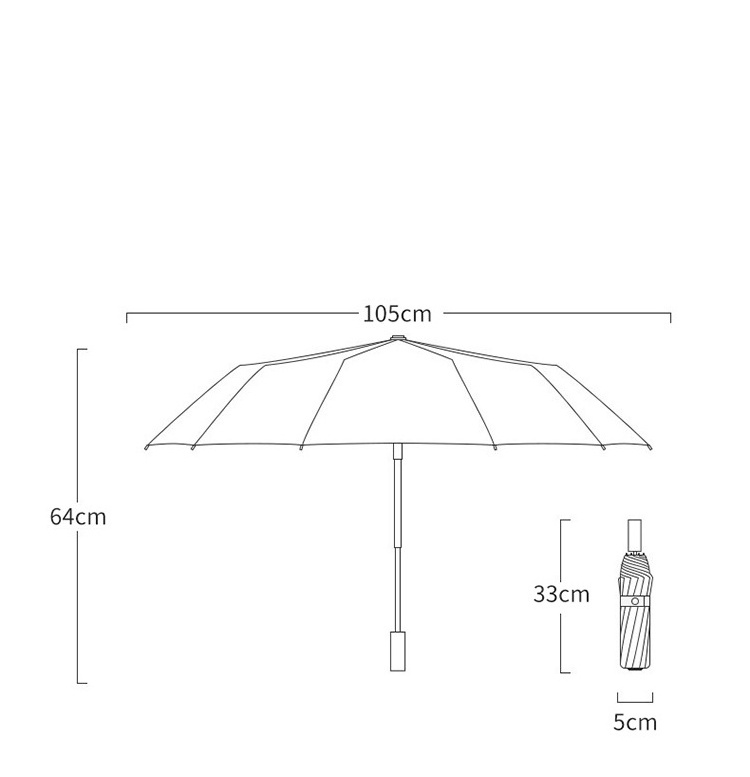 Rain Led Full Automatic Inverted 10k Windproof Umbrellas Flashlight 3 Folding Reflective Stripe LED Light Umbrella