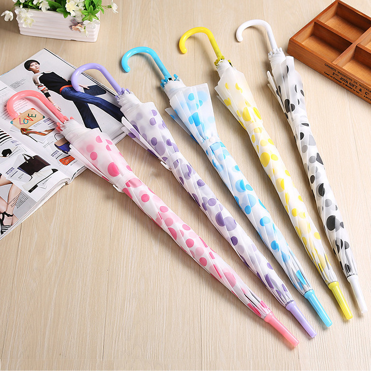 Pvc UmbrellaCheap Clear PVC New Hot Sale Transparent Polka Dot Umbrella Frosted Straight Plastic Umbrellas