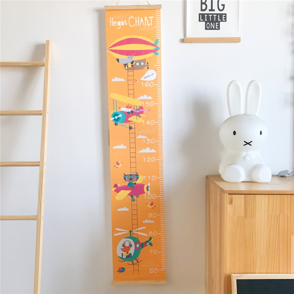 For Waterproof Children's Growth Chart Height Measuring Ruler Pattern Wooden Frame Wall Canvas Removable Toddler Room Decoration