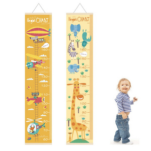 For Waterproof Children's Growth Chart Height Measuring Ruler Pattern Wooden Frame Wall Canvas Removable Toddler Room Decoration