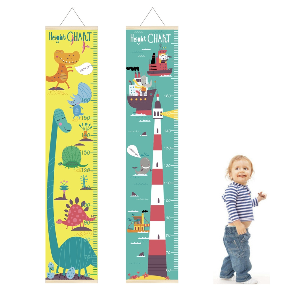 For Waterproof Children's Growth Chart Height Measuring Ruler Pattern Wooden Frame Wall Canvas Removable Toddler Room Decoration