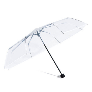 Foldable Auto Wholesale Custom Logo Full Automatic Clear Fold 3 Folding Umbrella Transparent